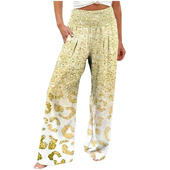 Zkozptok High Waist Palazzo Pants for Women Fashion Print Lounge Pants Wide Leg Travel Trousers with Pockets