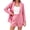 Pink, variant on 2 Piece Women's Open Front Long Sleeve Blazer & Solid Shorts Pants Suit Sets