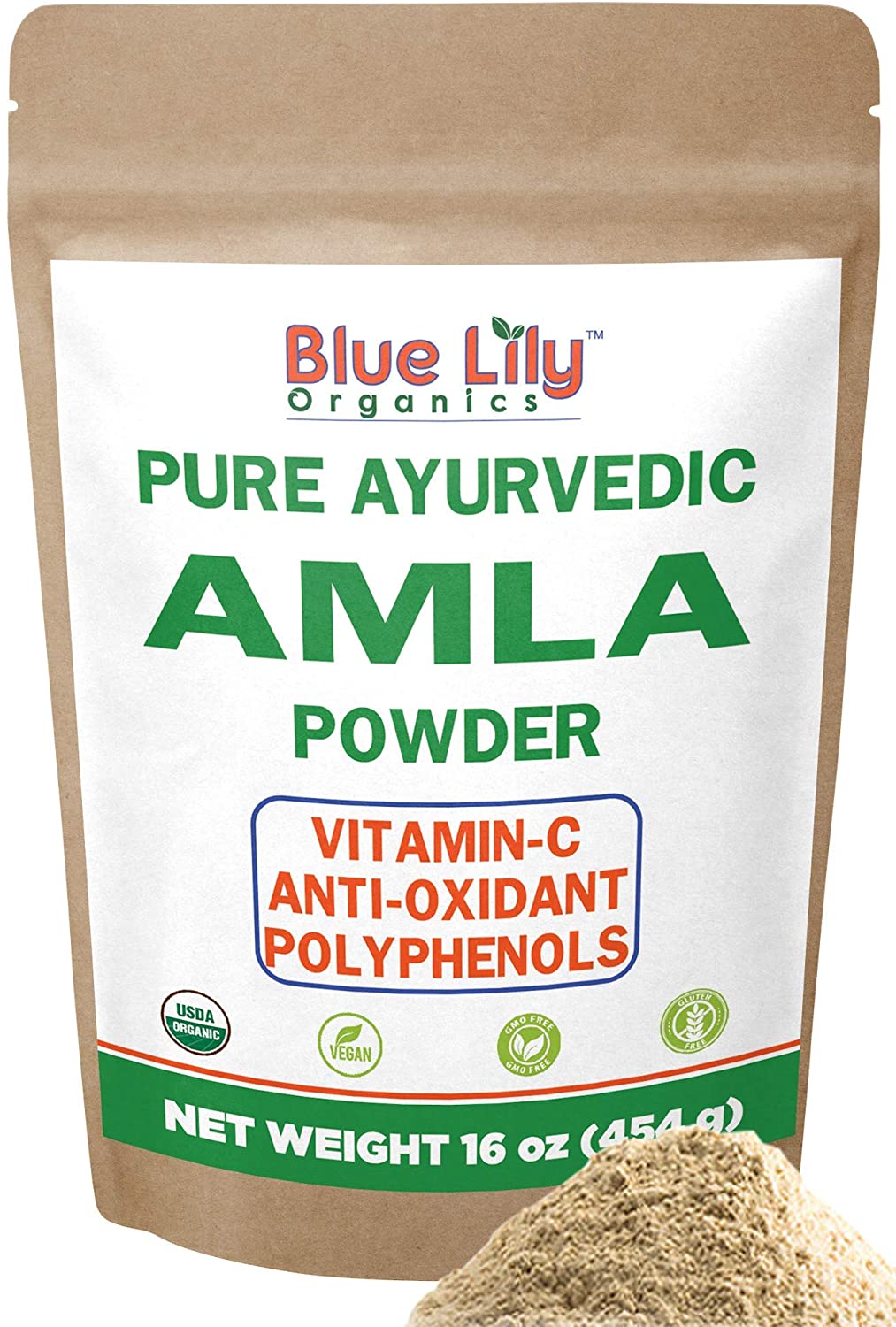 Blue Lily Organics Amla (Amalaki / Indian Gooseberry) Fruit Powder. 1 Pound (16 oz) Walmart