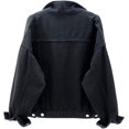 thumbnail image 2 of chamarra vaquera de color caramelo para mujer, ajuste relajado, casual, chamarra de camionero Negro - CH Negro - CH Xishao ropa, 2 of 2
