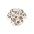 thumbnail image 1 of Newborn Baby Long Sleeve Romper, Flower Printed Round Neck Patchwork Playsuit Short Jumpsuit, 1 of 7