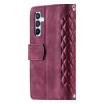thumbnail image 4 of SaniMore for Samsung Galaxy S24 Wallet Case, Wrist/Crossbody Lanyard, 3D Lattice PU Leather Kickstand Zipper Purse Card Slots Magnetic Clasp Shockproof TPU Shell Anti-drop, Winered, 4 of 10