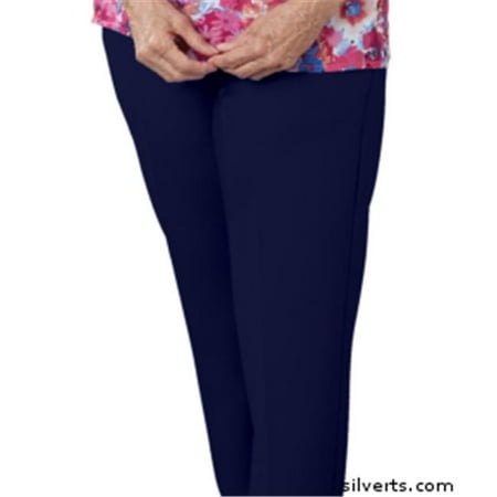 Silverts 131000302 Petite Pants Elastic Waist Pull On Pants For Women - Two Pocket Pants - 8 P, Navy