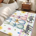 thumbnail image 4 of 3'x5' Rug for Living Room Bedroom, Easter Bunny Washable Area Rugs Non-Slip Carpet Mats, Spring Watercolor Polka Dot Flower Plaid Indoor Low Pile Area Rug Runner for Kitchen, Mudroom, 4 of 8