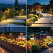 Solar Pathway Lights Outdoor, 6 Pack 2X Brighter Solar Lights Outdoor Waterproof, Taller Pathway Light with Larger Panel, Auto On/Off Up to 12Hrs Driveway Light for Yard Outside Patio Path Lawn