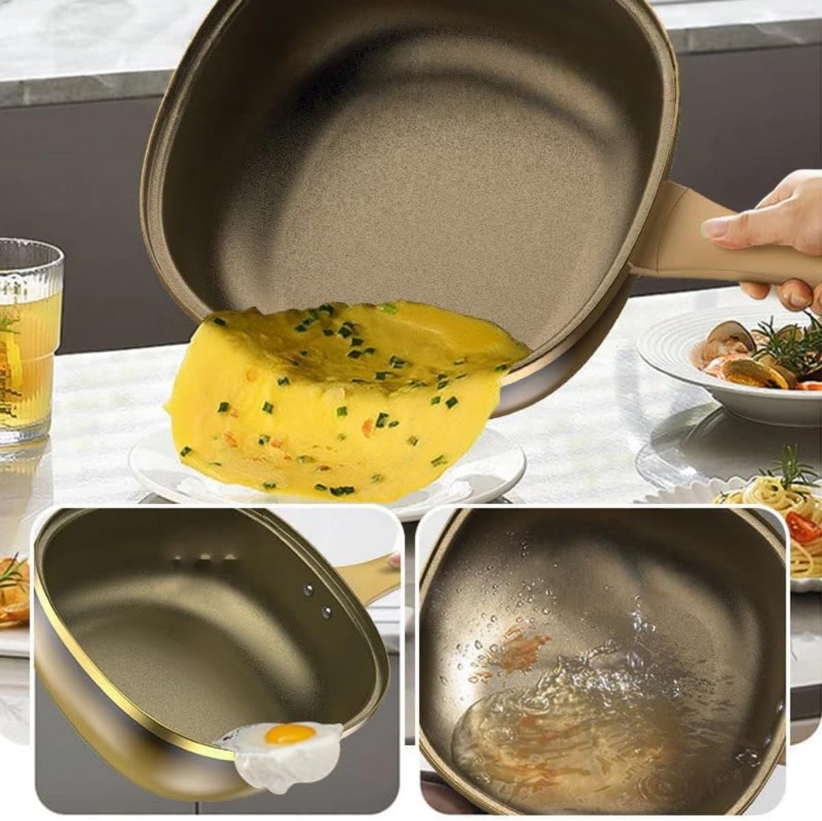 12 Inch Titanium Alloy Non Stick Pot with Lid with Steamer Non Stick Frying Pan Set with Lids, Titanium Pans for Cooking Nonstick Frying Pan Cookware Sets, Multi-Purpose Deep Saute Pan