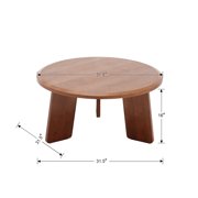 Guyou 32 Round Coffee Table, French Farmhouse Solid Wood Side Table, Modern Accent Table for Living Room Bedroom Office Sofa Side, Walnut