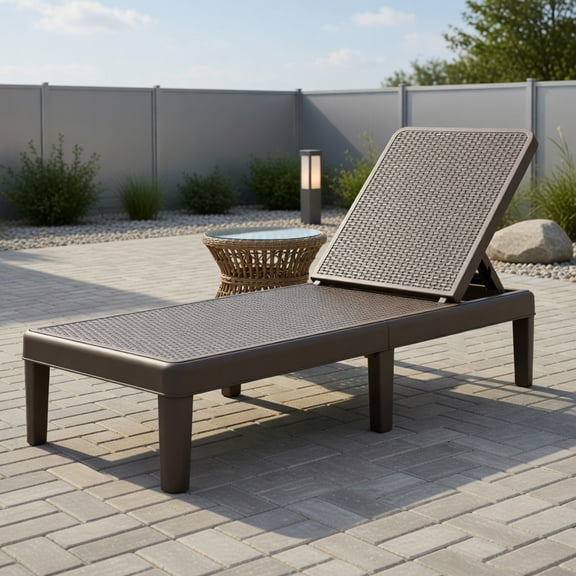 Topcobe Outdoor Chaise Lounger Chair with Waterproof Rattan Textured PP Surface and 330 lbs Capacity, Outdoor Furniture, Modern Furniture for Patio Backyard-Brown