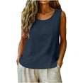 thumbnail image 3 of Tank Tops for Women Solid Color Sleeveless Crew Neck Trendy Casual Dressy Pullover Shirt Workout Blouses, 3 of 7