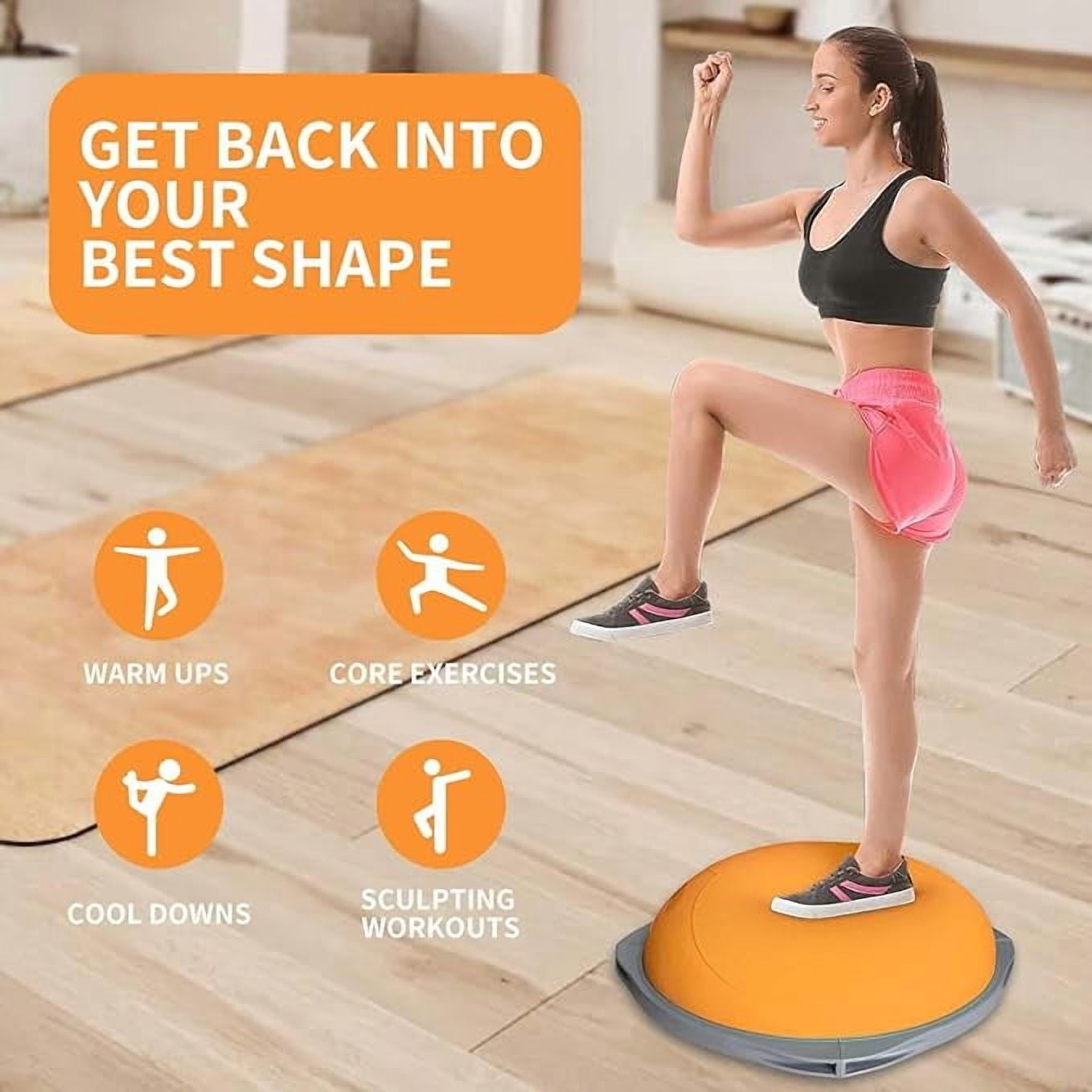 Home fitness equipment, balance ball, hemispherical balance trainer, 27.5-inch home gym core training anti-slip yoga ball, core training equipment, aerobic exercise, dynamic balance training.