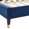 thumbnail image 5 of Platform Bed Frame, Queen Size, Blue Navy, Velvet, Modern Contemporary, Bedroom Master Guest Suite Room, 5 of 6