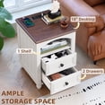 thumbnail image 5 of 18" Farmhouse Night Stand Set of 2, White 2 & 3 Drawers Wood Nightstand, Bedside End Table with Storage and Roman Column, Bed Side Tables Cabinet for Bedroom, Living Room, and Closet, 5 of 9