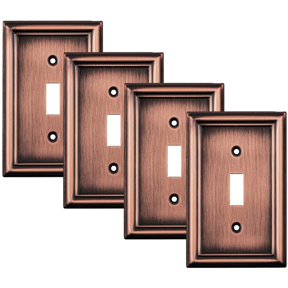 Sleeklighting 4 Pack Decorative Beveled Copper Outlet Covers 1 Gang