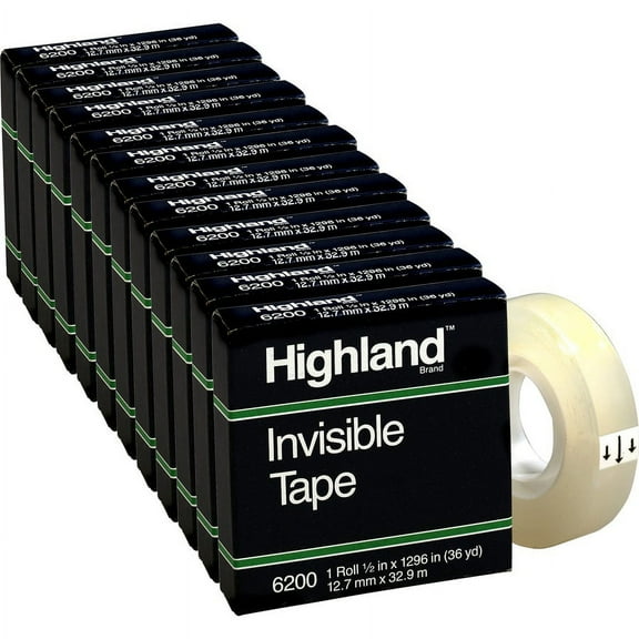 Highland 1/2"W Matte-finish Invisible Tape - 36 yd Length x 0.50" Width - 1" Core - 12 / Box - Matte Clear | Bundle of 2 Boxes