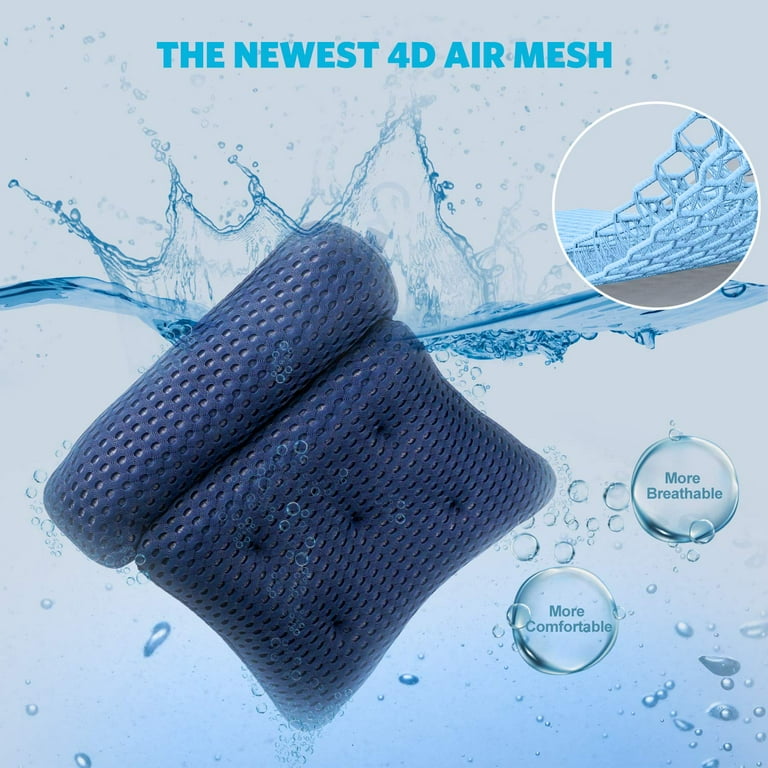 Azmodi Bath Pillow - Soft Comfortable 4D Air Mesh, 7 Slip Resistant Suction  Cups - Bathtub Pillows for