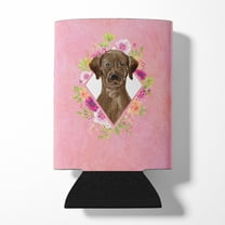 Carolines Treasures CK4251CC Chocolate Labrador Pink Flowers Can or Bottle Hugger Can Hugger multicolor