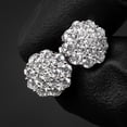 thumbnail image 5 of Flower Cluster White Gold Plated 925 Sterling Silver Screw Back Post Large  Iced CZ Round Honey Comb Set  Circle Hip Hop Big Stud Earrings, 5 of 6