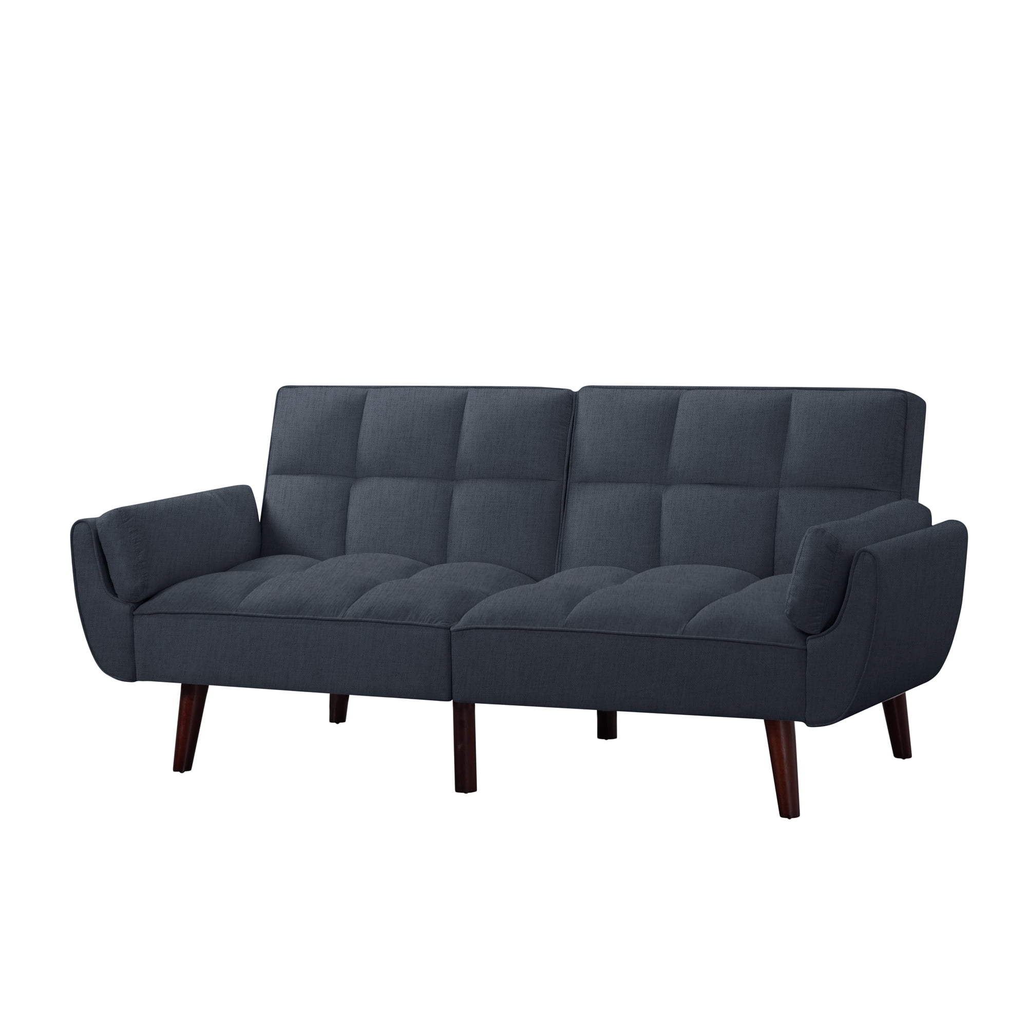 Aukfa 75" Convertible Futon Sofa Bed, Upholstered Loveseat Couch for Home Office, Dark Gray