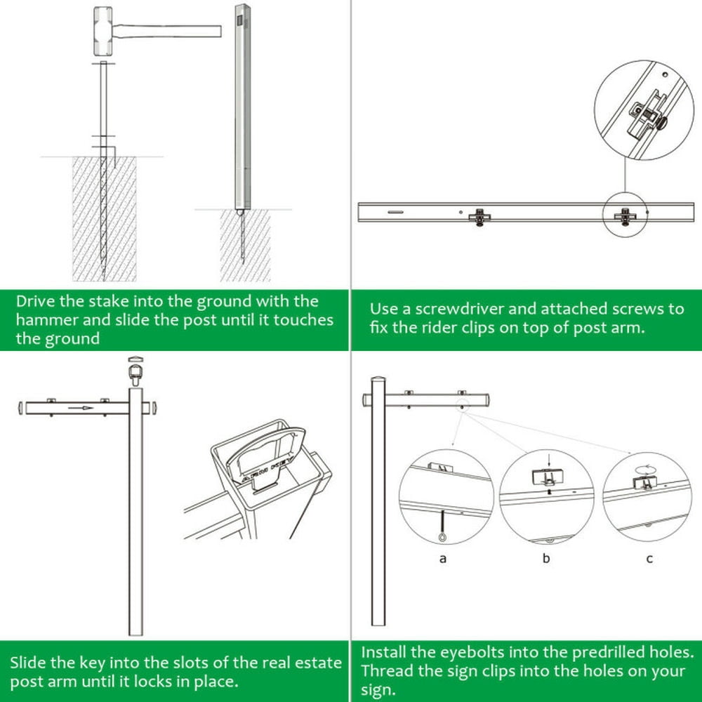 Spaco 6 Feet Vinyl UPVC Real Estate Sign Post Realtor Yard Sign Post, Premium UPVC Material Stake, Rigid Rust-free Steel Power Stake for Outdoor, White