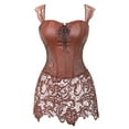 thumbnail image 1 of Grebrafan Corset Viking Cosplay Femme Bustier en Cuir à Armatures Brun 5TG, 1 of 1