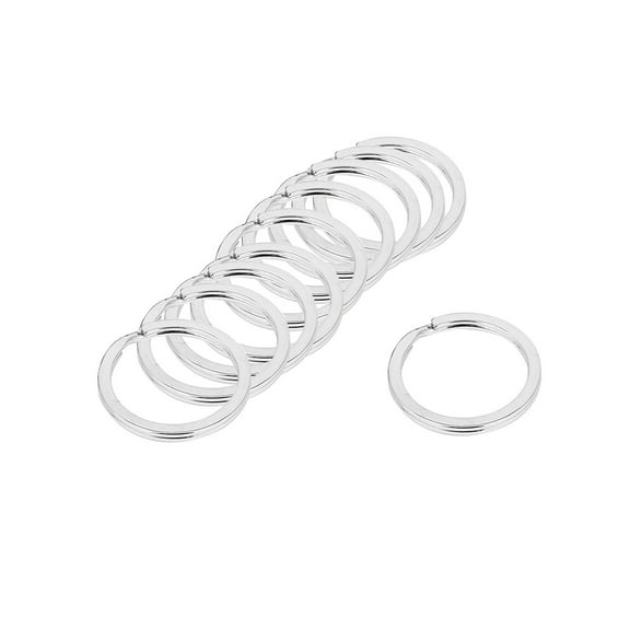 Unique Bargains 28mm Dia Silver Tone Metal Split Loop Key Rings Holders Keyring 10 Pcs