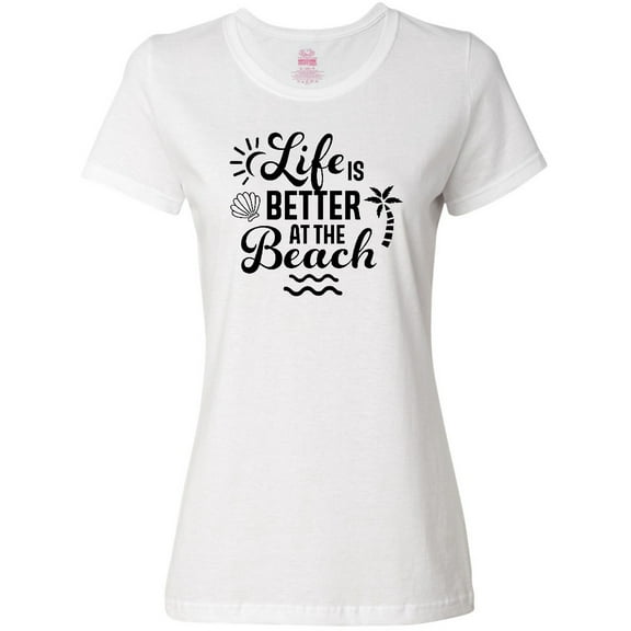 Inktastic Life is Better at The Beach with Sunshine Seashell and Palm Trees Women's T-Shirt