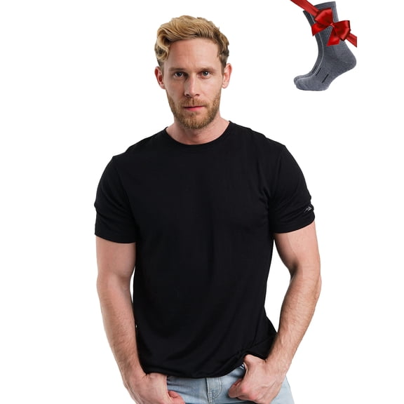 π π²πΏπΆπ»πΌ.ππ²π°π΅ Menβs Everyday Merino Wool Short Sleeve T-Shirt, Bonus Socks Included