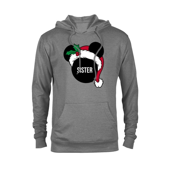 Disney Mickey Mouse Santa Hat SISTER Holiday Family - Pullover Hoodie for Adults - Customized-Athletic Heather