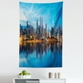 thumbnail image 1 of City Tapestry, Modern Kuala Lumpur Skyline Symmetric Reflections Nightlife Evening Print, Fabric Wall Hanging Decor for Bedroom Living Room Dorm, 5 Sizes, Sea Blue and Orange, by Ambesonne, 1 of 1