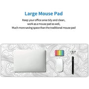 Topographic Map Large Mouse Pad XL White Lines Contour Geographic Extended Large Desk Mat Big Desk Pad 80X30 CM Non-Slip Rubber Base Stitched Edge Long Mousepad,31.5×11.8 Inch