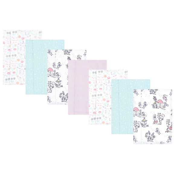 Hudson Baby Infant Girl Flannel Burp Cloth 7pk, Garden Fairies, One Size
