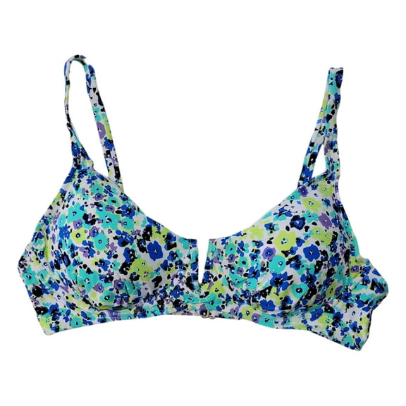 Anne Cole Limited Edition Ladies Swim V-Wire Bikini Top, ACST00124 (Blue Ditsy, XL)