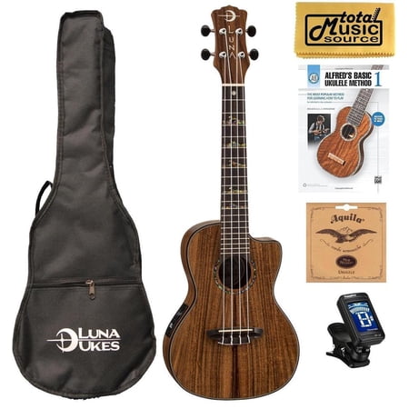 Luna High Tide Series Koa Concert Ukulele w/Gigbag,Tuner,Strings,Book & PC, UKE HTC KOA COMPBK