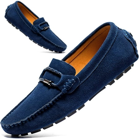 Men s Suede Leather Flat Loafers Casual Moccasins Suit Slip-ons Dress Shoes