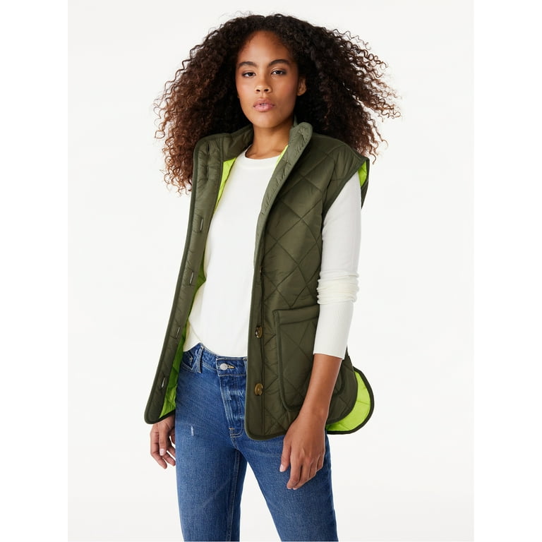 Free Assembly Women's Quilted Vest with Belt, Sizes XS-XXL Free Assembly Women's Quilted Vest with Belt, Sizes XS-XXL