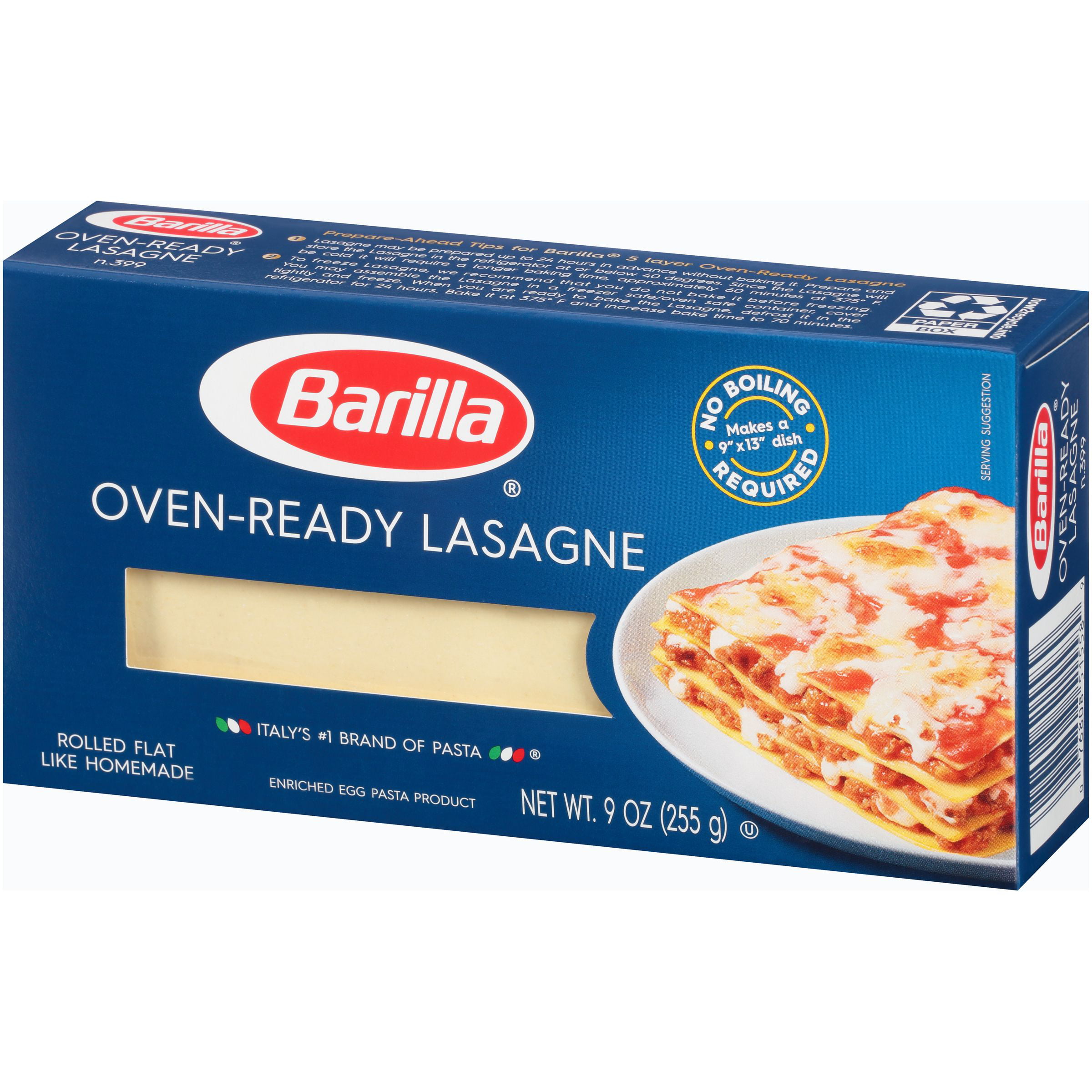 Barilla Classic Blue Box Oven Ready Pasta Lasagne 9 Oz Walmart