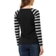 thumbnail image 3 of Camiseta de manga larga de rayas con cuello en V para mujer INSPIRE CHIC S negra, 3 of 6
