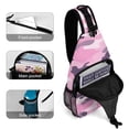 thumbnail image 4 of Full Print Chest Bag 8×15in Outer Large Bag On Both Sides Of Mesh Bag Inside Pocket Design Sponge Pad Shoulder Strap Texture Military Camouflage Pattern Abstract Pink_3, 4 of 8