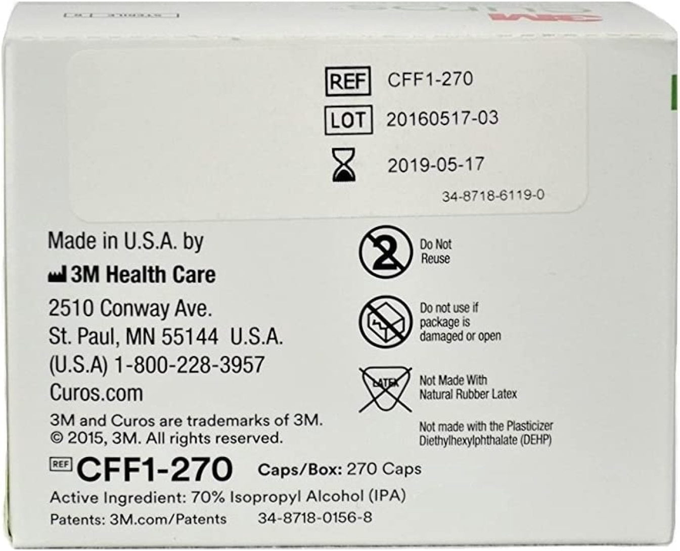 Curos Port Protector Caps, Green - 1/Box of 270