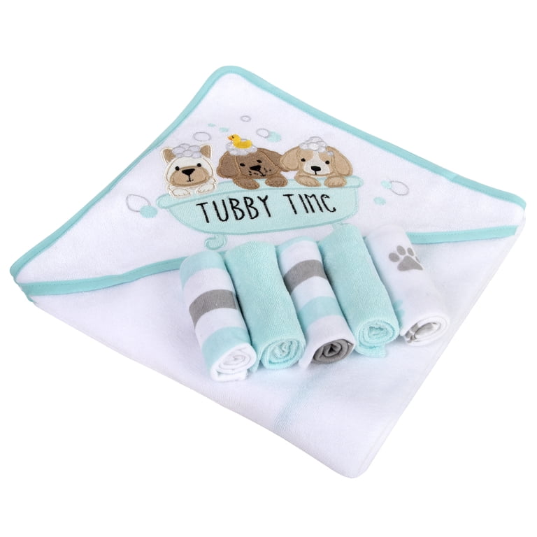 Baby Essentials Hooded Bath Towel & Washcloth Set, 6 Piece photo 3