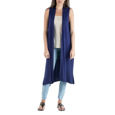 24/7 Comfort Apparel Women's Sleeveless Long Cardigan Vest with Side Slit