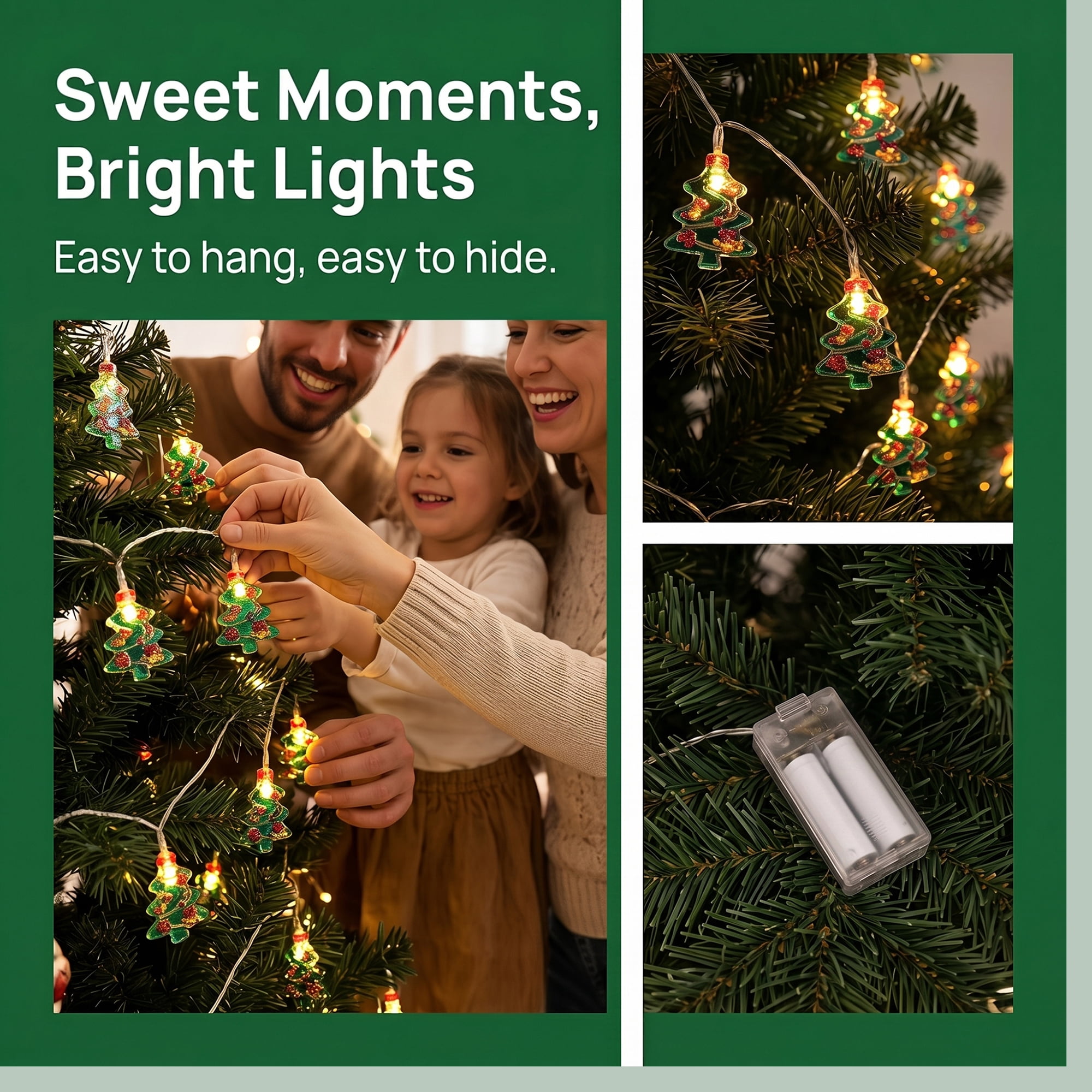 Unique Bargains Fairy Lights for Decor and Festive 9.8 ft Christmas Tree Battery Operated