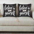 thumbnail image 3 of Set of 2 Decorative Throw Pillow Covers 18x18in - Motivational " Believe in Yourself " Design with Stars & Leaf Wreath for Couch Bed Car, 3 of 8