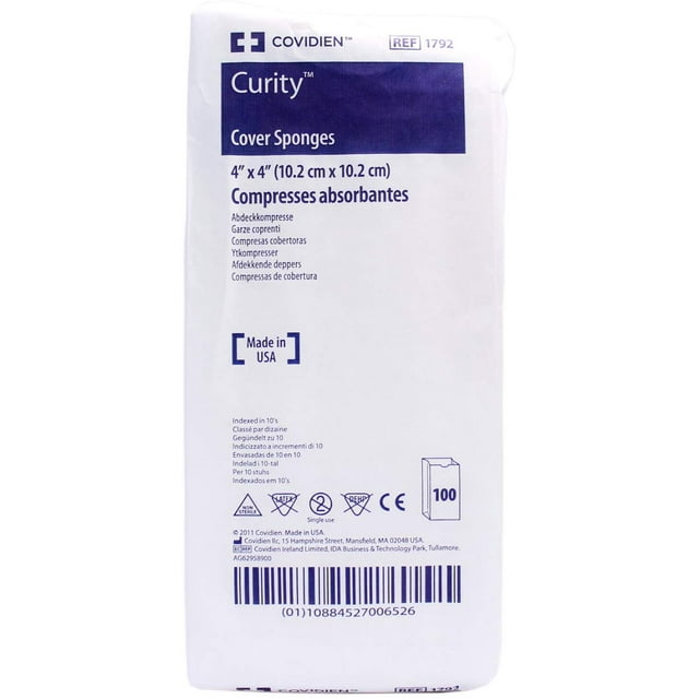 Curity 1792 Cover Gauze Sponges 4" x 4" Box of 100