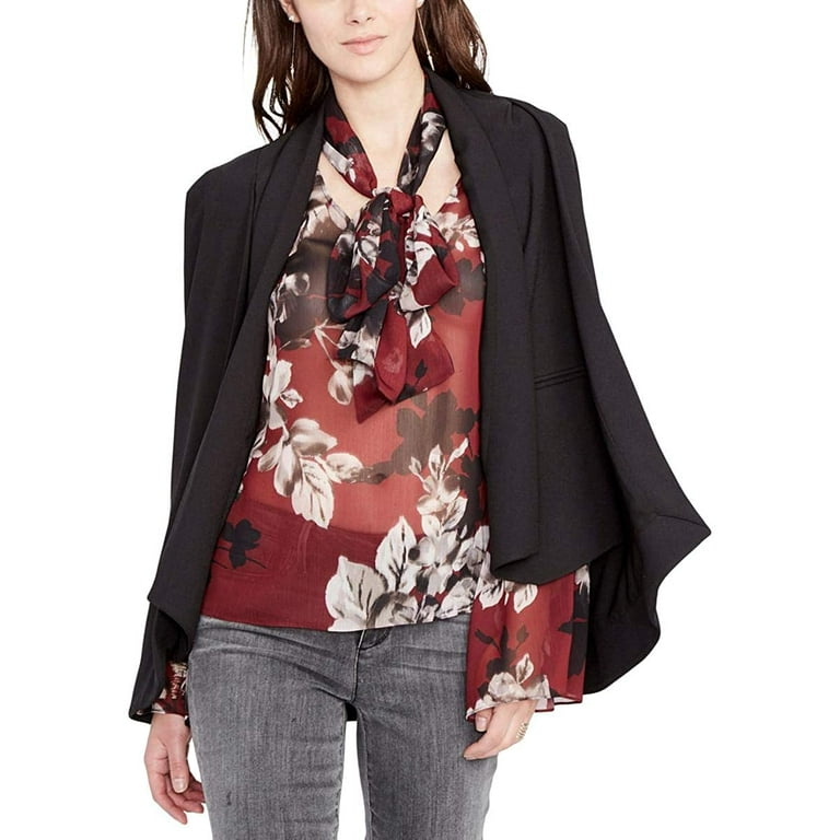 Rachel Roy Womens Tuxedo Cape Jacket, Black, Medium