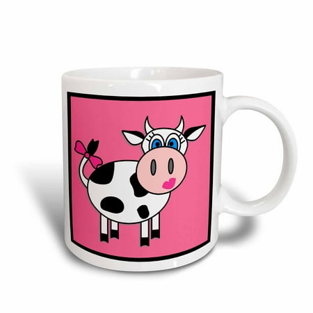 Cow Large Mug - 3dRose Happy Cow Girl, Ceramic Mug, 11-ounce