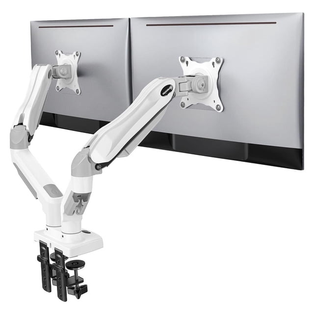 Soporte Doble Monitor HUANUO Blanco con Brazo Totalmente Ajustable para Pantallas de 13 a 32 Pulgada
