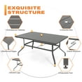 thumbnail image 3 of Nuu Garden 60.63" Iron Rust-Resistant Outdoor Dining Table with Umbrella Hole, Gray, 3 of 10