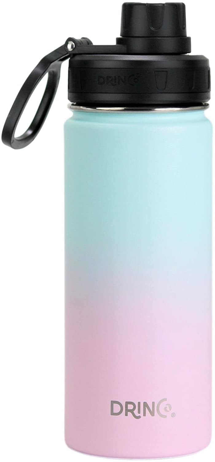 Drinco Water Bottle Double Wall Vacuum Insulated Stainless Steel, 18oz Macaron