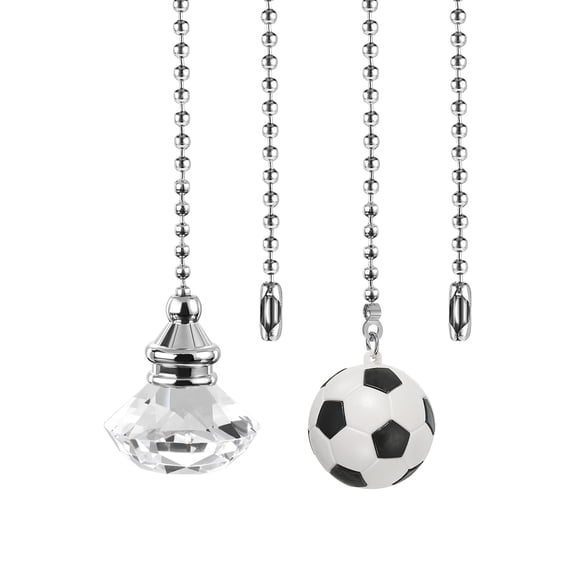Uxcell Ceiling Fan Pull Chain Crystal Diamond/Soccer Pull Chain Extension Fan Pulls Extender Set Ornament Pendant Clear/White